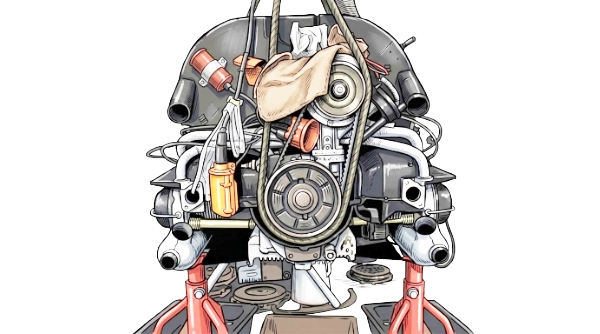 オーバーホール中のエンジン