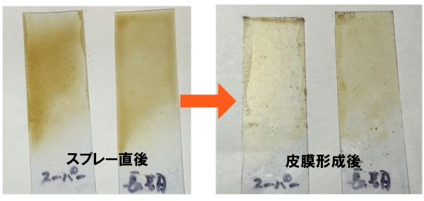 「スーパーラストガード」「長期防錆スプレー」スプレー後の比較